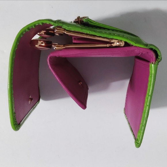 Ted Baker Women's Pink and Green Leather Wallet. Pre-owned. - Picture 7 of 12